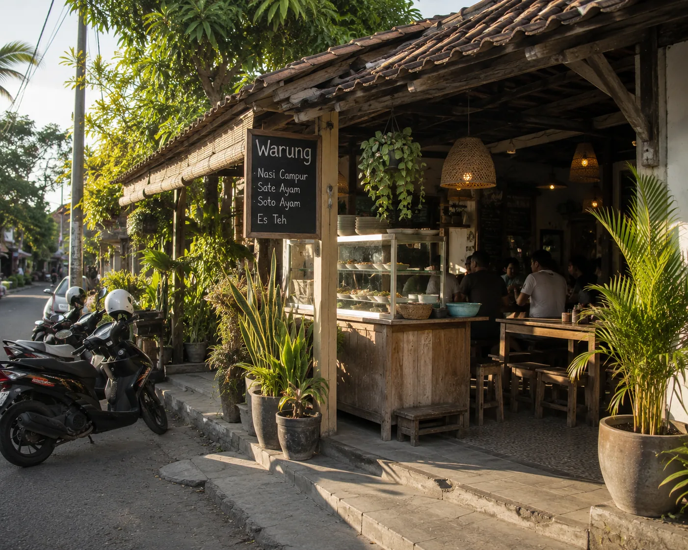 Roadside warung scene in Canggu, Bali
