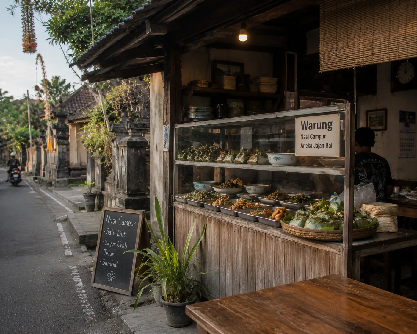 Traditional warung food scene in Ubud, Bali